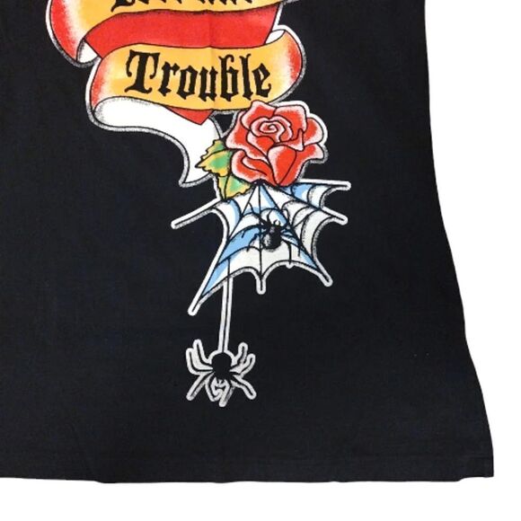 Y2K 00s Black Red Toil And Trouble Tattoo Mesh Long Sleeve Tshirt Large - Picture 8 of 16